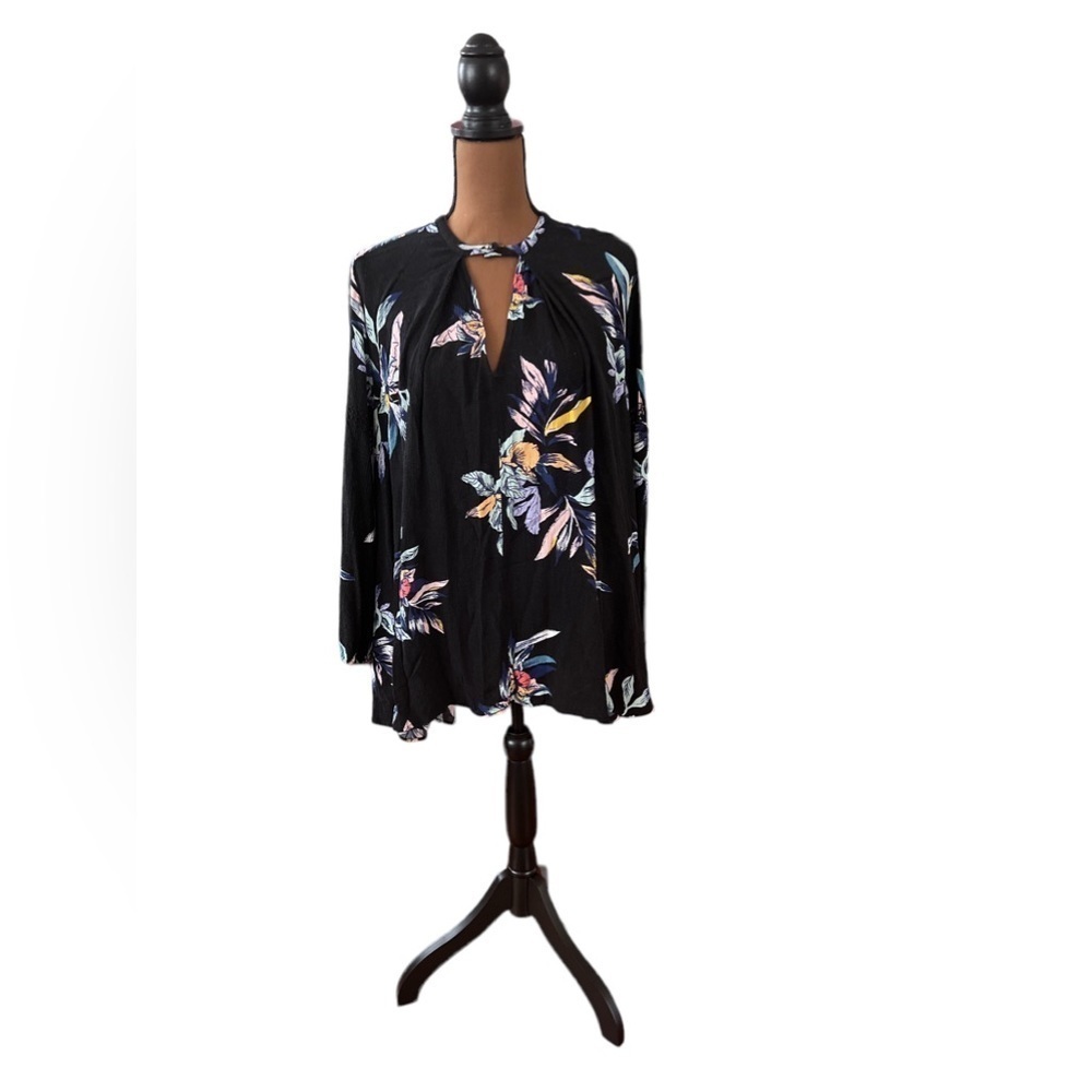 Free People Black Floral Tunic Size Small   #B38